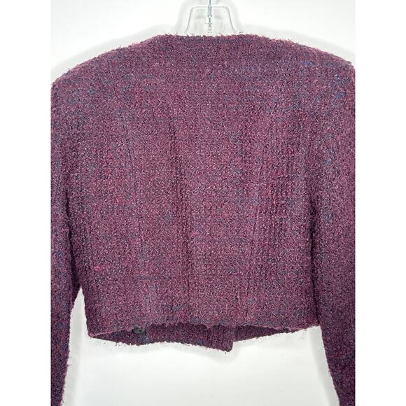 Vintage 80's Mark Eisen Bergdorf Goodman Bouclé Plum Cropped formal Jacket small - Picture 10 of 16